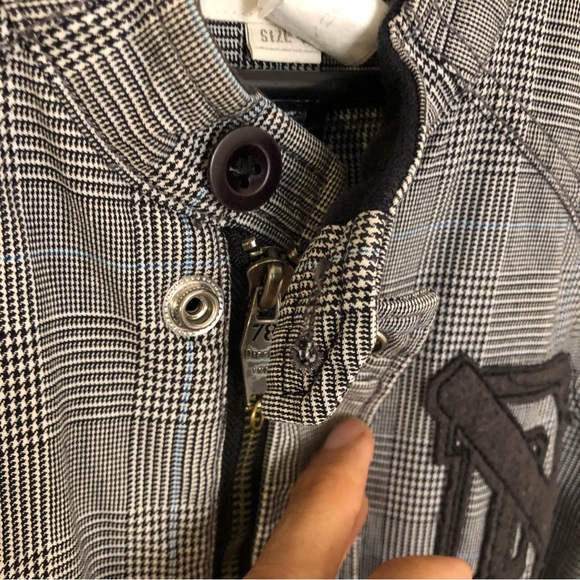 Diesel Vintage Cotton Zip Up Jacket varsity Micro plaid women w pockets Sz large - Picture 4 of 13